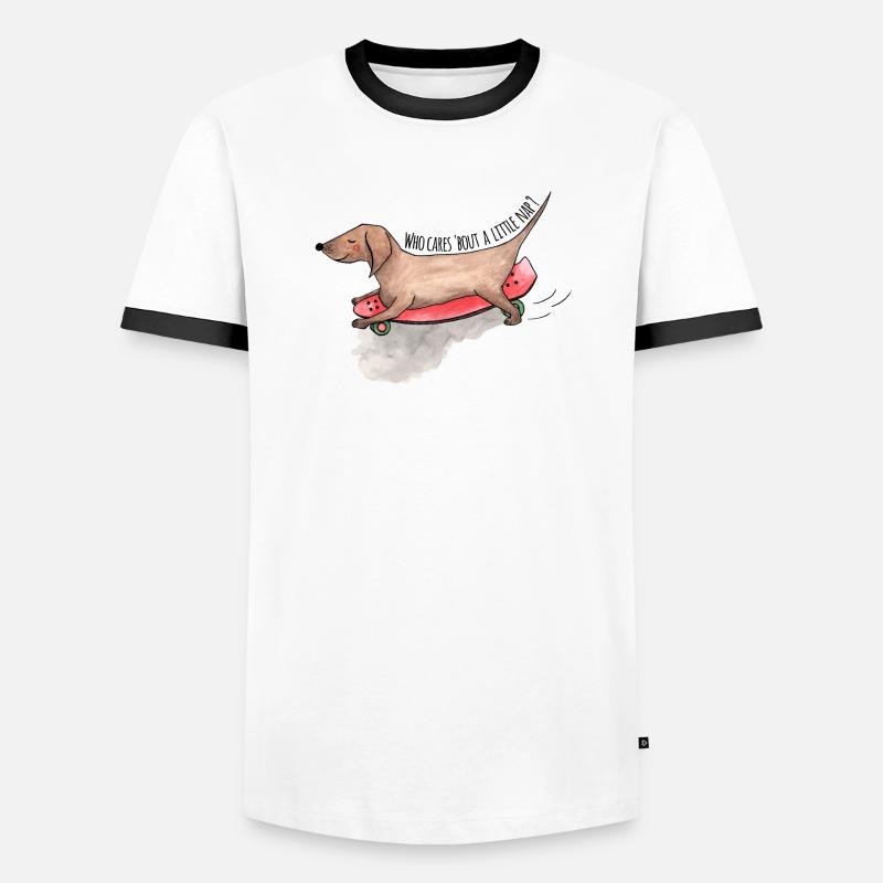 Dackel Longboard Hunde Schläfchen - Männer Kontrast-T-Shirt - Weiß/Schwarz