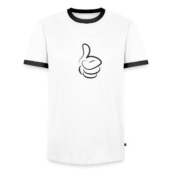Thumbs up! - Men's Ringer Shirt - white/black - Front - AI Model Female 172 light (172cm) & AI Model Male 178 dark (178cm)