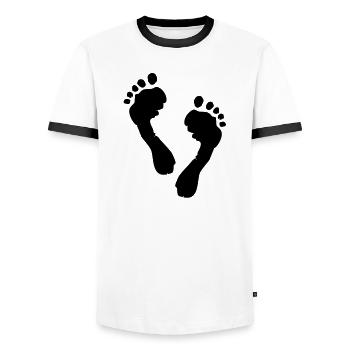 Silhouette des pieds - T-shirt contrasté Homme - blanc/noir - Devant - AI Model Female 172 light (172cm) & AI Model Male 178 dark (178cm)