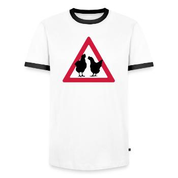 Attention hens hen party - Men's Ringer Shirt - white/black - Front - AI Model Female 172 light (172cm) & AI Model Male 178 dark (178cm)
