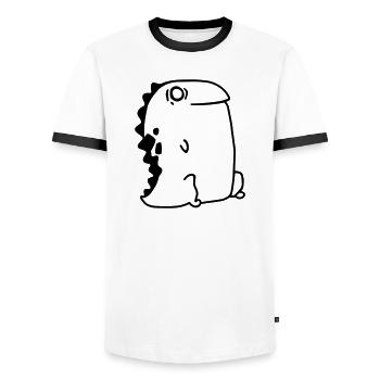 Dino Kawaii – Süßer Saurier & Cartoon Style - Männer Kontrast-T-Shirt - Weiß/Schwarz - Vorne - AI Model Female 172 light (172cm) & AI Model Male 178 dark (178cm)