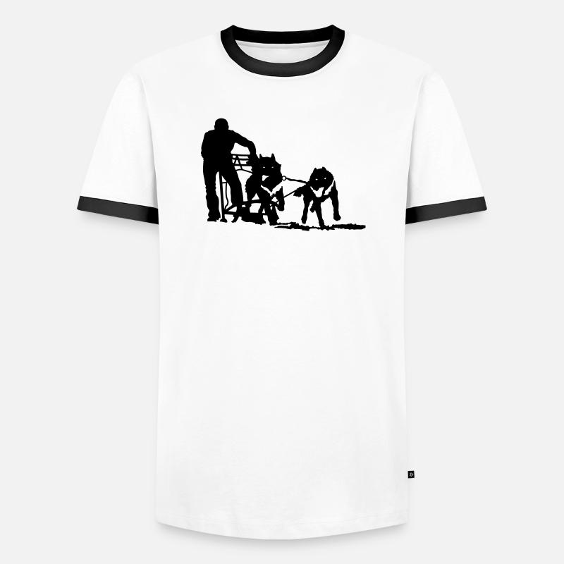 Hundeschlitten - Männer Kontrast-T-Shirt - Weiß/Schwarz
