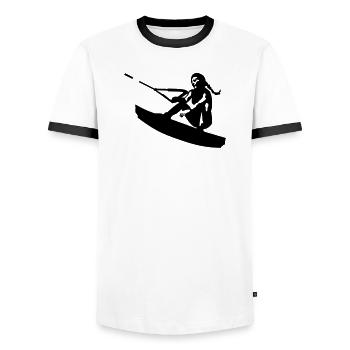 wakeboard - T-shirt contrasté Homme - blanc/noir - Devant - AI Model Female 172 light (172cm) & AI Model Male 178 dark (178cm)