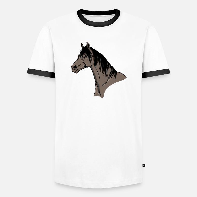 Pferd - Männer Kontrast-T-Shirt - Weiß/Schwarz