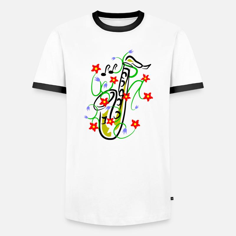 Saxophone Design - Men's Ringer Shirt - white/black