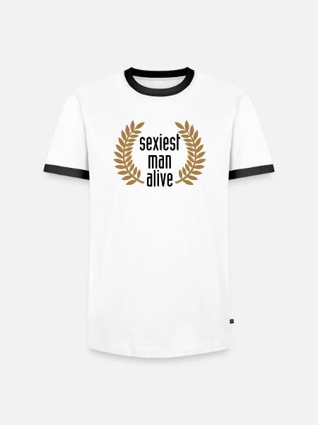 sexiest man alive - Men's Ringer Shirt - white/black