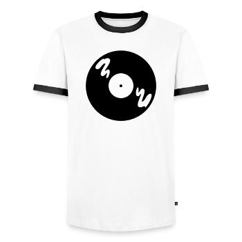 Musik Music Record - Männer Kontrast-T-Shirt - Weiß/Schwarz - Vorne - AI Model Female 172 light (172cm) & AI Model Male 178 dark (178cm)