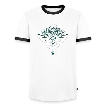 Lotus lotus flower om symbol moon yoga - Men's Ringer Shirt - white/black - Front - AI Model Female 172 light (172cm) & AI Model Male 178 dark (178cm)