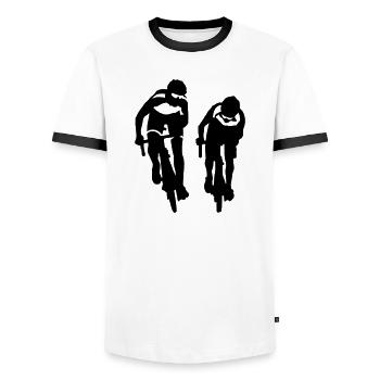 Rennrad - Männer Kontrast-T-Shirt - Weiß/Schwarz - Vorne - AI Model Female 172 light (172cm) & AI Model Male 178 dark (178cm)