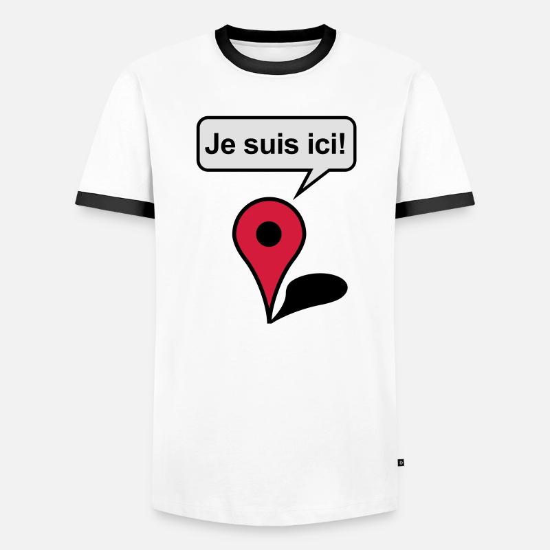 I am here! Google Maps - Men's Ringer Shirt - white/black