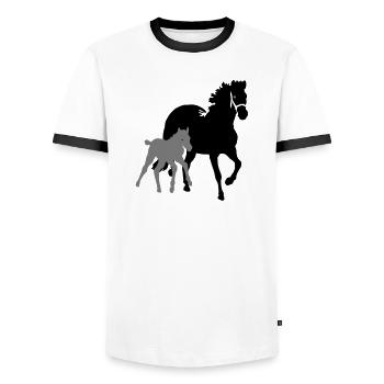 pferde - Men's Ringer Shirt - white/black - Front - AI Model Female 172 light (172cm) & AI Model Male 178 dark (178cm)