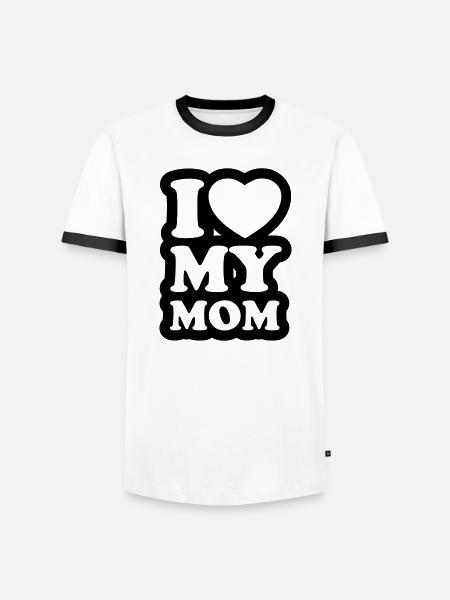 I love my mom - Ik hou van mijn moeder - Mannen contrastshirt - wit/zwart