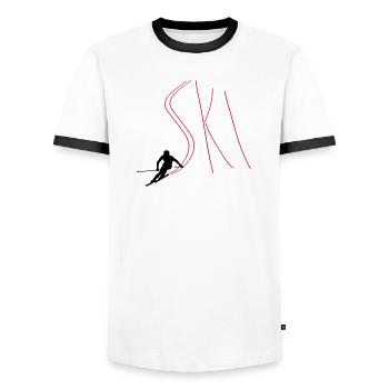 Ski - Männer Kontrast-T-Shirt - Weiß/Schwarz - Vorne - AI Model Female 172 light (172cm) & AI Model Male 178 dark (178cm)