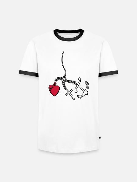 faith, love, hope heart - Men's Ringer Shirt - white/black
