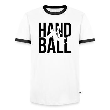 handball handbal - T-shirt contrasté Homme - blanc/noir - Devant - AI Model Female 172 light (172cm) & AI Model Male 178 dark (178cm)