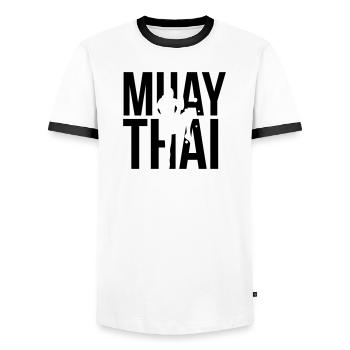 muay thai - T-shirt contrasté Homme - blanc/noir - Devant - AI Model Female 172 light (172cm) & AI Model Male 178 dark (178cm)