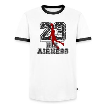 Basketball 23 Herren Shirt Streetwear Retro - Männer Kontrast-T-Shirt - Weiß/Schwarz - Vorne - AI Model Female 172 light (172cm) & AI Model Male 178 dark (178cm)