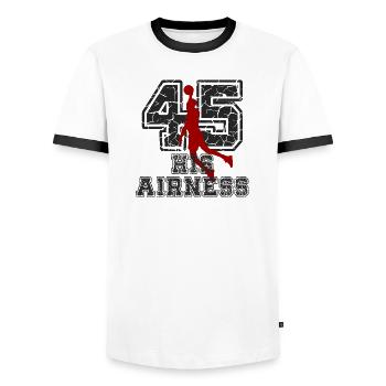 Basketball 45 Herren Shirt Streetwear Retro - Männer Kontrast-T-Shirt - Weiß/Schwarz - Vorne - AI Model Female 172 light (172cm) & AI Model Male 178 dark (178cm)