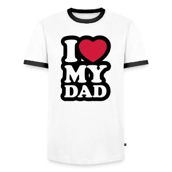 I love my dad - Ich liebe meinen Vater - Männer Kontrast-T-Shirt - Weiß/Schwarz - Vorne - AI Model Female 172 light (172cm) & AI Model Male 178 dark (178cm)
