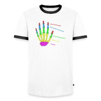 mains os anatomie humain évolution Physio - T-shirt contrasté Homme - blanc/noir - Devant - AI Model Female 172 light (172cm) & AI Model Male 178 dark (178cm)