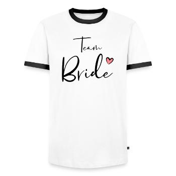 Team Bride Herz Junggesellinnenabschied Geschenk - Männer Kontrast-T-Shirt - Weiß/Schwarz - Vorne - AI Model Female 172 light (172cm) & AI Model Male 178 dark (178cm)