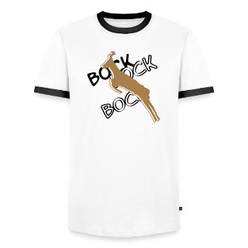Bock³ - Männer Kontrast-T-Shirt - Weiß/Schwarz - Vorne - AI Model Female 172 light (172cm) & AI Model Male 178 dark (178cm)
