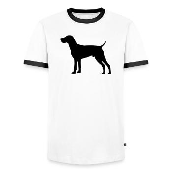 German Shorthaired Pointer - Men's Ringer Shirt - white/black - Front - AI Model Female 172 light (172cm) & AI Model Male 178 dark (178cm)