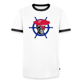 skull pirate - T-shirt contrasté Homme - blanc/noir - Devant - AI Model Female 172 light (172cm) & AI Model Male 178 dark (178cm)