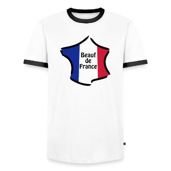 Beauf de France - T-shirt contrasté Homme - blanc/noir - Devant - AI Model Female 172 light (172cm) & AI Model Male 178 dark (178cm)