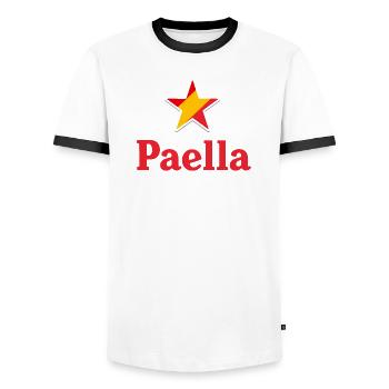 Stars of Spain - Paella - Männer Kontrast-T-Shirt - Weiß/Schwarz - Vorne - AI Model Female 172 light (172cm) & AI Model Male 178 dark (178cm)