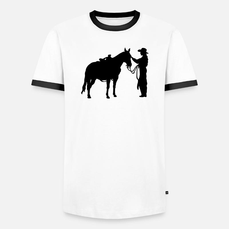 Frau mit Pferd - Männer Kontrast-T-Shirt - Weiß/Schwarz