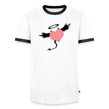 angel devil symbol - Men's Ringer Shirt - white/black - Front - AI Model Female 172 light (172cm) & AI Model Male 178 dark (178cm)