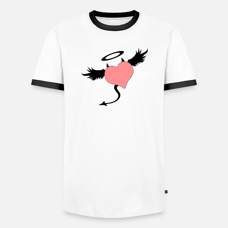 angel devil symbol - Men's Ringer Shirt - white/black