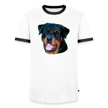 rotti - Männer Kontrast-T-Shirt - Weiß/Schwarz - Vorne - AI Model Female 172 light (172cm) & AI Model Male 178 dark (178cm)