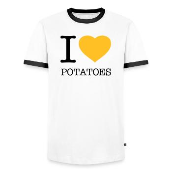 J’AIME LES POMMES DE TERRE Pommes de terre Purée de pommes de terre - T-shirt contrasté Homme - blanc/noir - Devant - AI Model Female 172 light (172cm) & AI Model Male 178 dark (178cm)