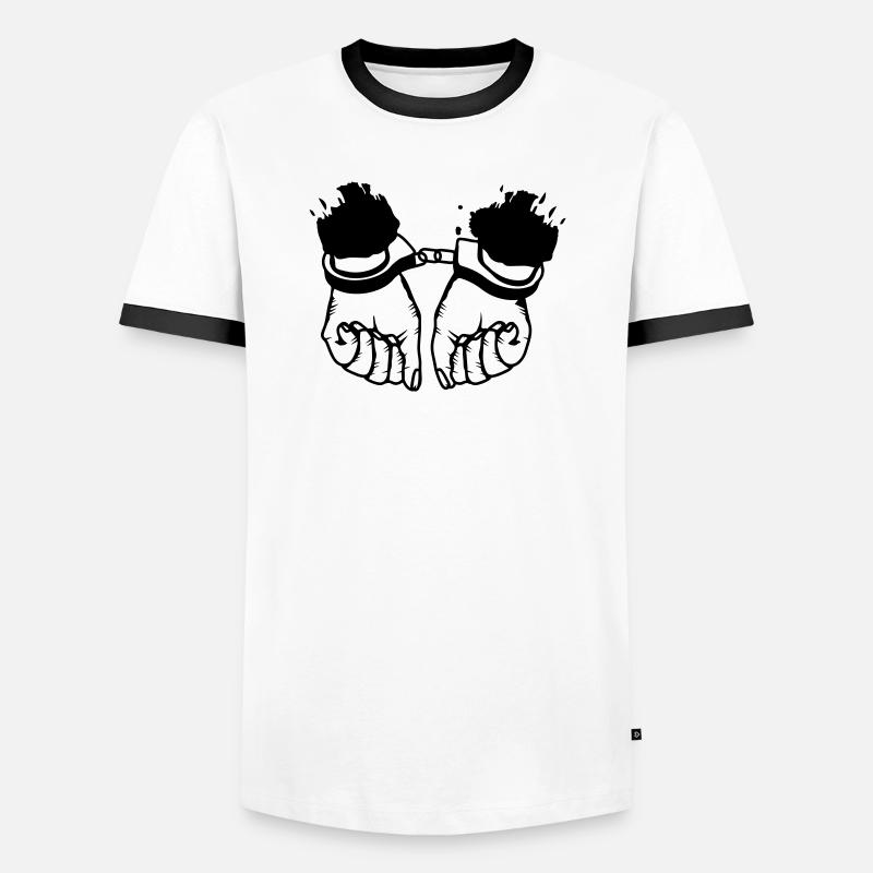Hände und Handschellen - Männer Kontrast-T-Shirt - Weiß/Schwarz