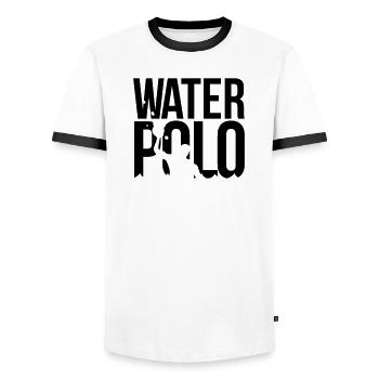 waterpolo - Men's Ringer Shirt - white/black - Front - AI Model Female 172 light (172cm) & AI Model Male 178 dark (178cm)