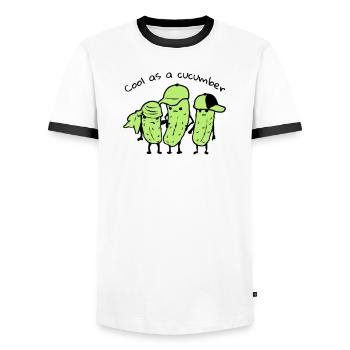 cool as a cucumber - Men's Ringer Shirt - white/black - Front - AI Model Female 172 light (172cm) & AI Model Male 178 dark (178cm)