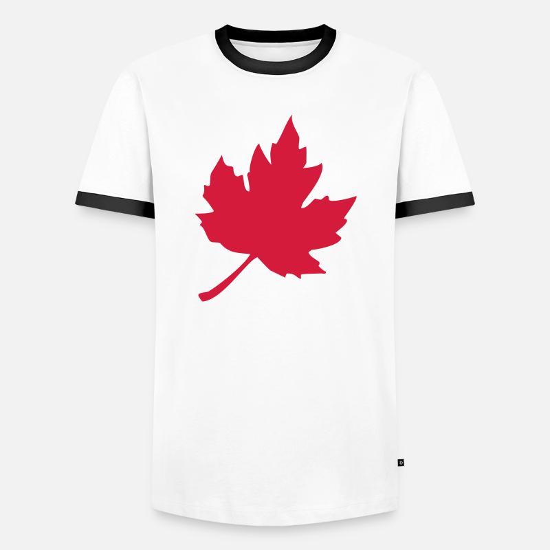 maple leaf - Men's Ringer Shirt - white/black