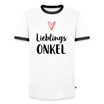 Lieblings Onkel Herz Geschenk Geburtstag - Männer Kontrast-T-Shirt - Weiß/Schwarz - Vorne - AI Model Female 172 light (172cm) & AI Model Male 178 dark (178cm)