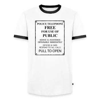 texte de la zone de police - T-shirt contrasté Homme - blanc/noir - Devant - AI Model Female 172 light (172cm) & AI Model Male 178 dark (178cm)