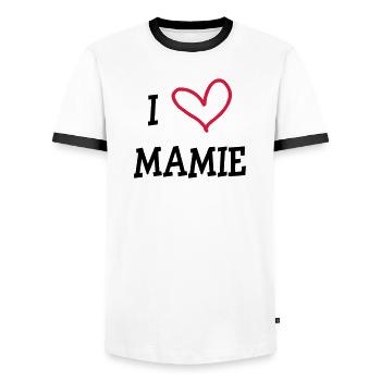 I love Grandma - Men's Ringer Shirt - white/black - Front - AI Model Female 172 light (172cm) & AI Model Male 178 dark (178cm)