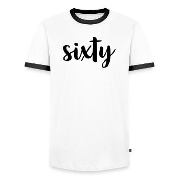 60 sixty 60.Geburtstag Geschenk Zahl 60 Nummer - Männer Kontrast-T-Shirt - Weiß/Schwarz - Vorne - AI Model Female 172 light (172cm) & AI Model Male 178 dark (178cm)