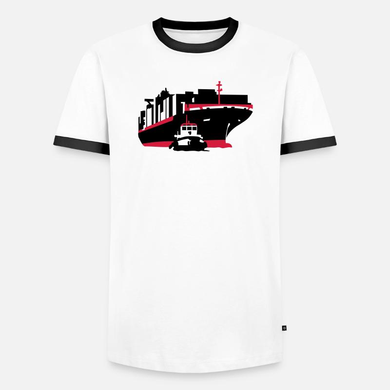 container ship - Men's Ringer Shirt - white/black