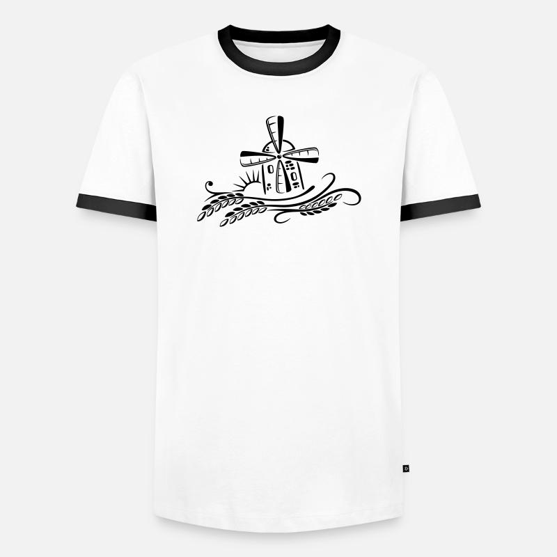 Windmühle Mühle Bäcker Getreide - Männer Kontrast-T-Shirt - Weiß/Schwarz