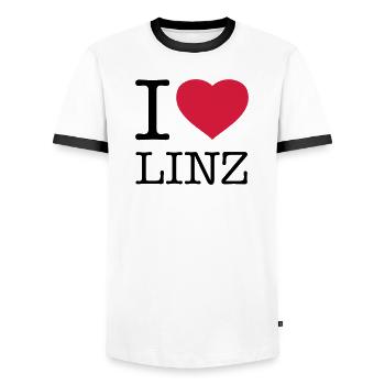 I LOVE LINZ Austria Österreich - Men's Ringer Shirt - white/black - Front - AI Model Female 172 light (172cm) & AI Model Male 178 dark (178cm)