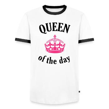 Queen of the day - Men's Ringer Shirt - white/black - Front - AI Model Female 172 light (172cm) & AI Model Male 178 dark (178cm)