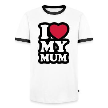 I love my mum - Ich liebe meine Mama - Männer Kontrast-T-Shirt - Weiß/Schwarz - Vorne - AI Model Female 172 light (172cm) & AI Model Male 178 dark (178cm)