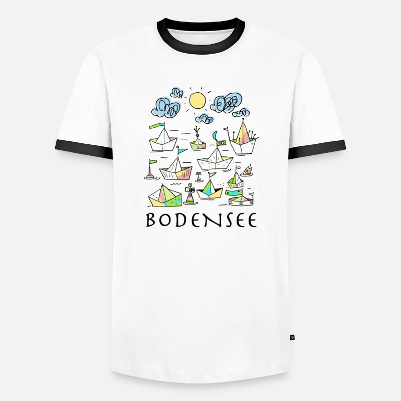 Bodensee - Männer Kontrast-T-Shirt - Weiß/Schwarz