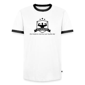 ich_heirate - Männer Kontrast-T-Shirt - Weiß/Schwarz - Vorne - AI Model Female 172 light (172cm) & AI Model Male 178 dark (178cm)